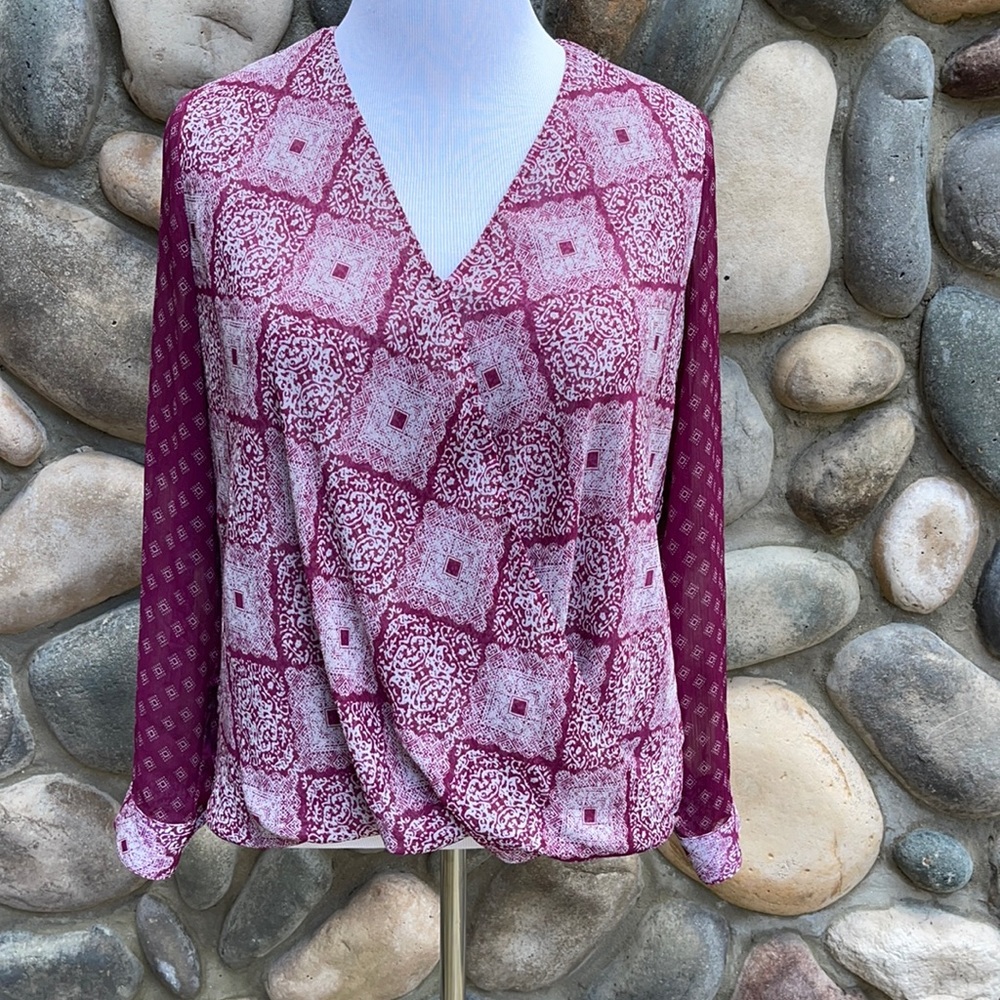 KUT FROM THE KLOTH Burgundy Wrap Blouse Medium